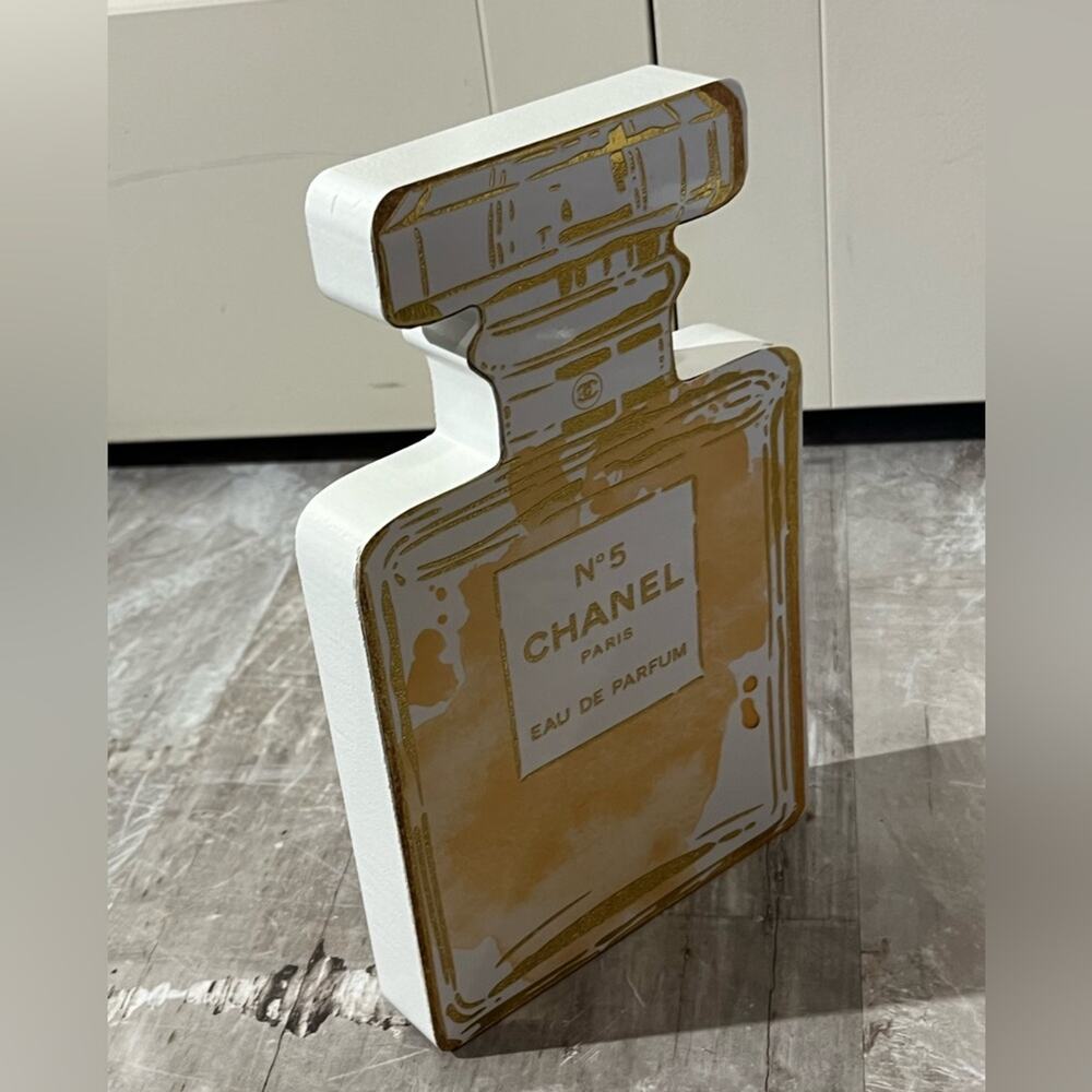 🌿SOLD Fashion No 5 Paris themed perfume bottle wooden block art - Picture 6 of 7